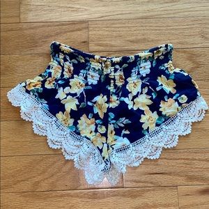 Cute, printed/lace shorts.